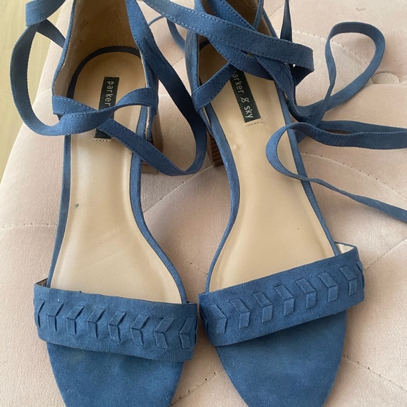 Parker And Sky Blue Stacked Heel Strappy Ankle - Picture 7 of 7